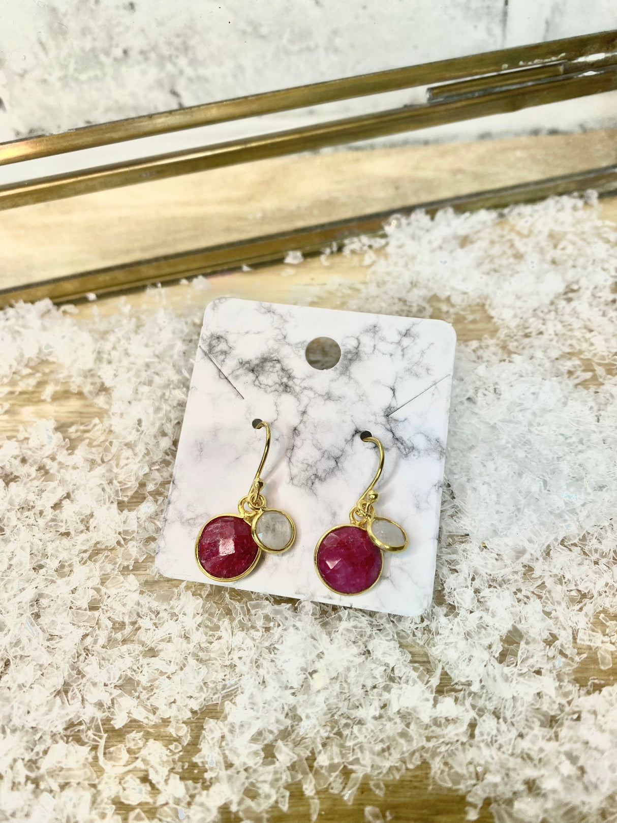 Ruby & Moonstone Earrings