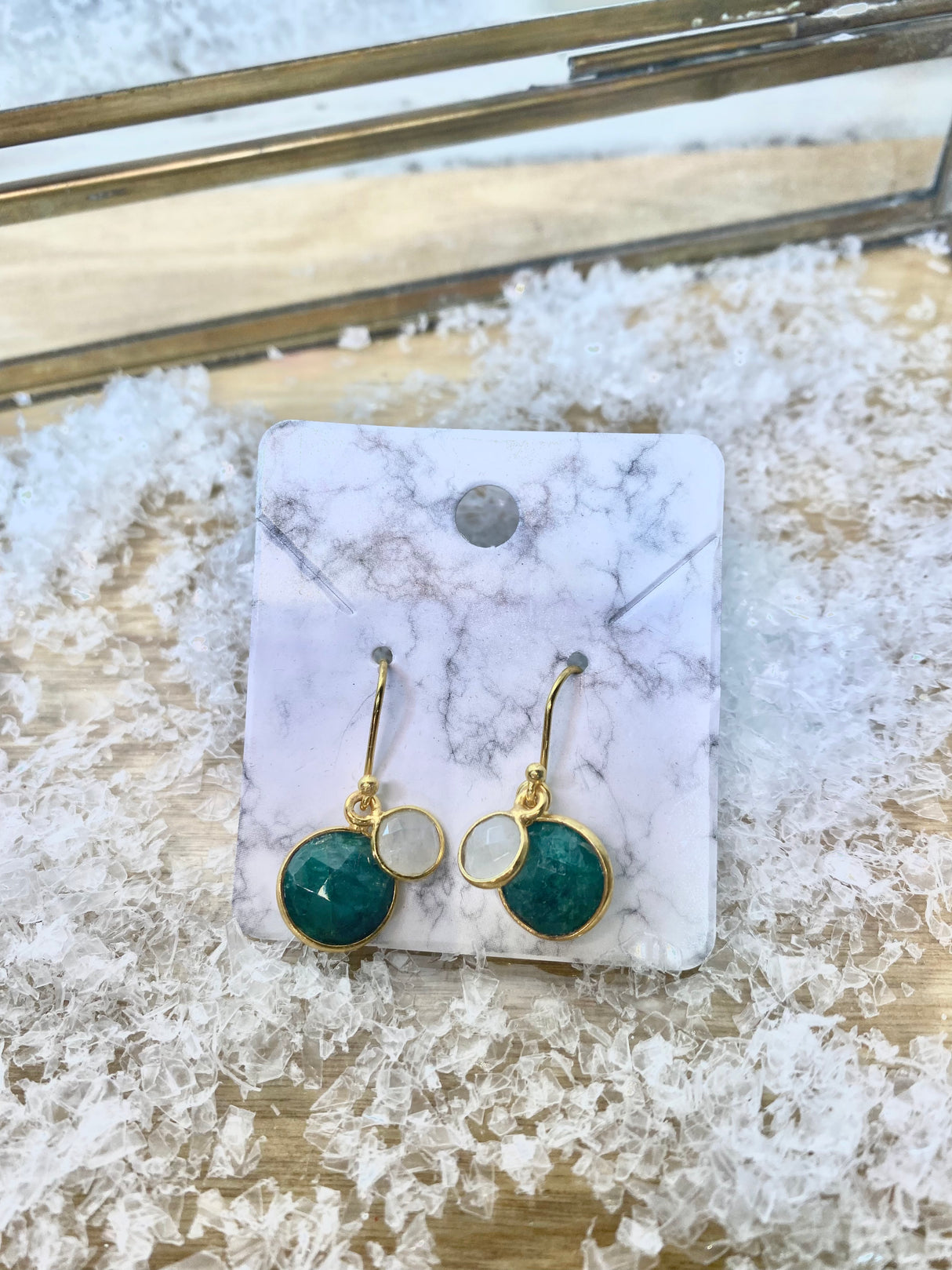 Emerald & Moonstone Earrings