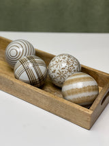 Brown & White Hand-Painted Stoneware Orb - 4 Styles