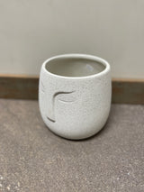 White Ceramic Abstract Moai Face Bowl