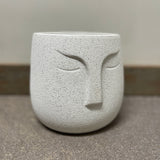 White Ceramic Abstract Moai Face Bowl