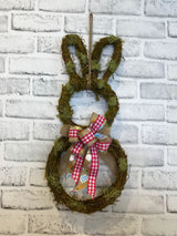 19" Hanging Bow Moss Bunny