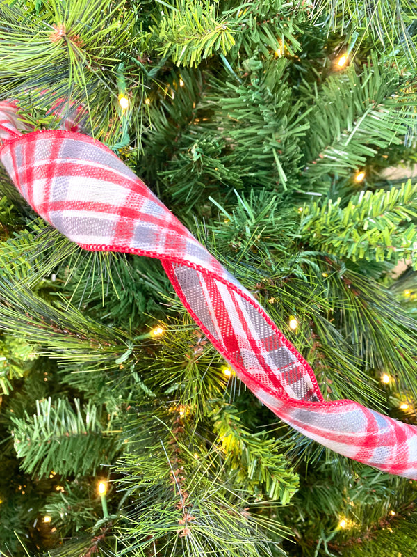 Magnolia, Poinsettia & Plaid Christmas Ribbon Remembrance Cone by Ashland®