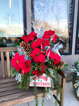 46" Pretty Poinsettia Porch Pot - Pickup Only