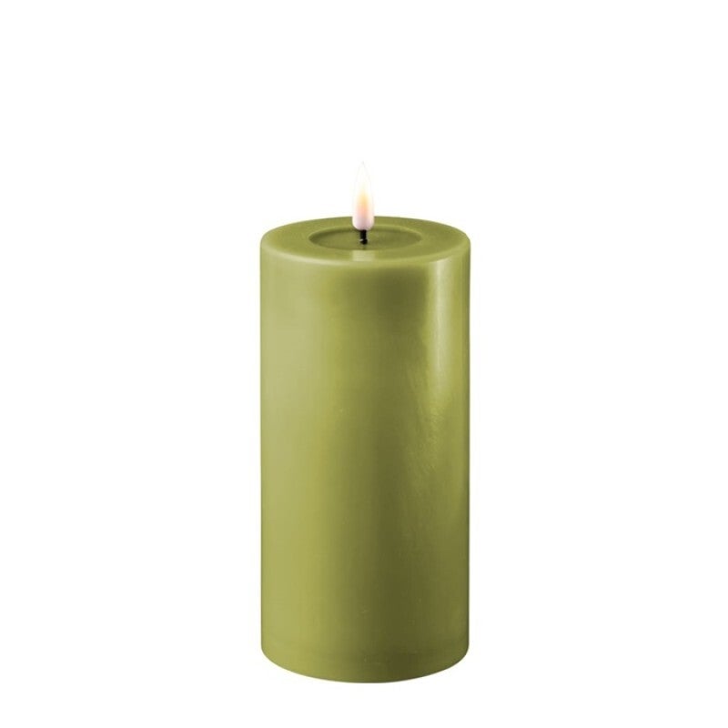 Deluxe Olive Green LED Candle 3X6 In